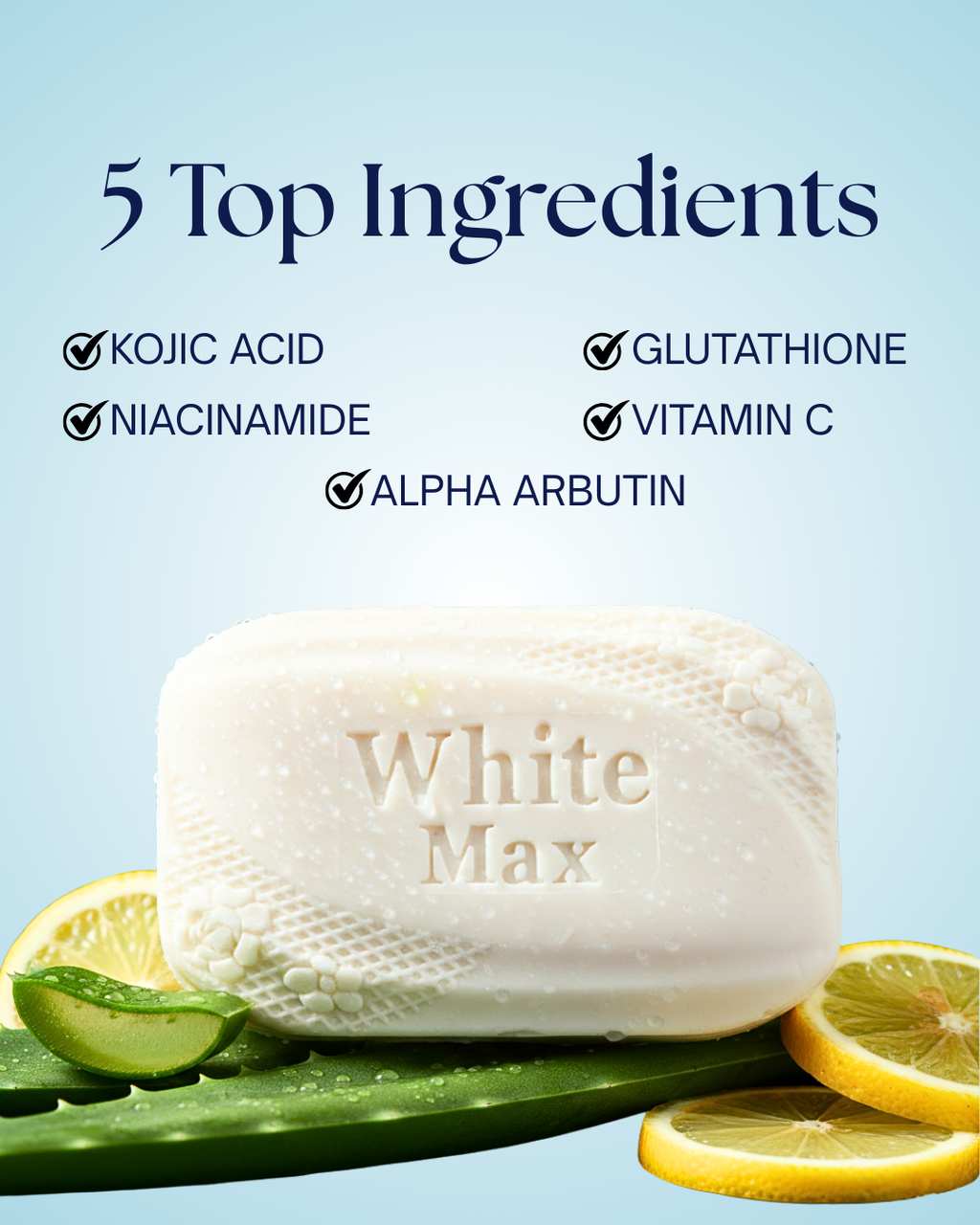 WhiteMax Whitening Soap – Glutathione & Niacinamide Formula | 7 Days Guaranteed Bright Skin